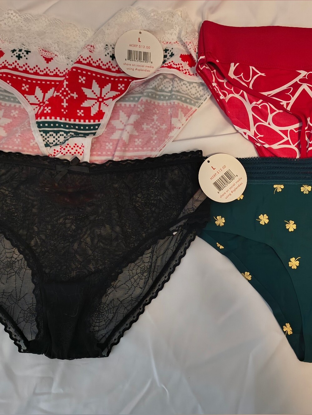 Pack of 4 Splendies Women's Holiday Printed Bikini Briefs